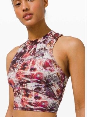Lululemon Everlux and Mesh Cropped Tank Urbantricity Multi / Dark Terracotta, 2